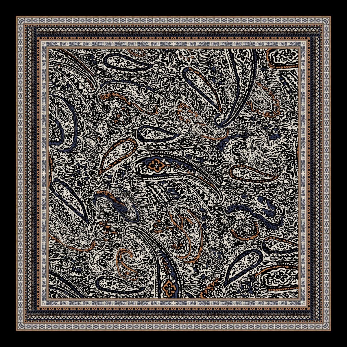 Pamuklu 140cm x 140cm Şal Eşarp - Siyah